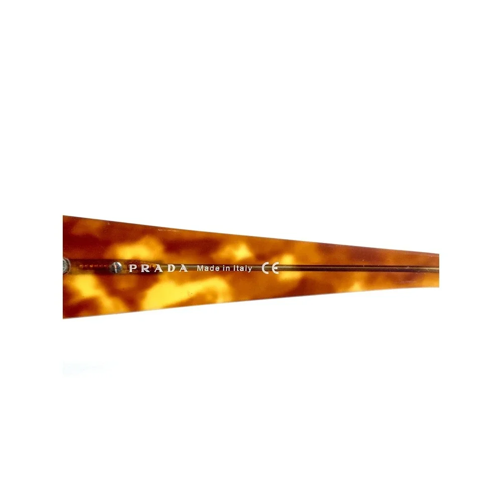 Prada Brown Amber Clear Rectangular Glasses Wide Temples Italy SPR14H 57 16 130